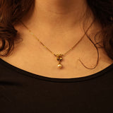 Flachankerkette mit Perlanhänger aus Gold