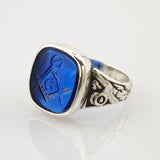 Freimaurer-Ring aus Silber mit kunstvoll graviertem Stein