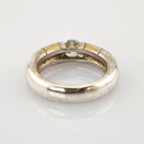 Eleganter Vintage-Ring mit Diamantimitat und goldplattiertem, poliertem Silber.