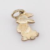 Kleiner goldener Anhänger in Form eines Kaninchens mit Ohren, Augen, Beinen und Schwanz