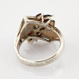 Silberner Ring mit roten Steinen, Vintage-Schmuck
