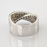 Silberring mit breitem Band, überlappendem Muster und runden Vertiefungen in vintage Optik