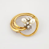 Elegante Brosche aus Gold mit Perlen und Diamanten
