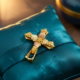 Bicolor-Kreuzanhänger aus Gold