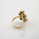 Elegantes Granat-Schmuckset aus Gold, bestehend aus Ring und Ohrclips, um 1970