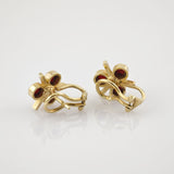 Elegantes Granat-Schmuckset aus Gold, bestehend aus Ring und Ohrclips, um 1970