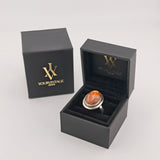 Statement-Silberring mit großem orangefarbenem Farbstein-Cabochon aus den 1970er Jahren