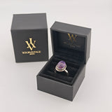 Klassischer-Silberring mit Amethyst in Cabochon-Schliff um 1970