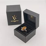 Statement-Ring aus Silber mit Bernstein, ca. 1970er Jahre