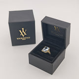 Vintage-Ring aus vergoldetem Silber mit hellblauem Spinell