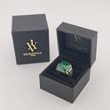 Statement-Ring aus Silber mit grünem Nephrit
