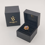 Verspielter Blütenring aus Gold mit Amethyst