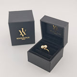 Moderner Goldring mit Perlen und Diamanten