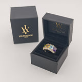 Silberring mit Topas, Peridot, Citrin und Amethyst