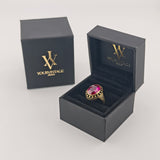 Klassischer Goldring aus Gold mit pinkfarbenem Turmalin (Rubellit), um 1950