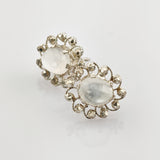 Silber Ohrstecker mit Mondstein im Stil der 1970er