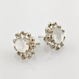 Silber Ohrstecker mit Mondstein im Stil der 1970er