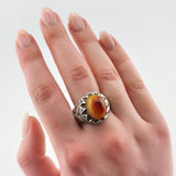 Orientalischer Silberring mit orangebraunem Cabochonstein