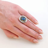 Statement-Silberring mit blauem Iolit-Cabochon aus den 1970er Jahren
