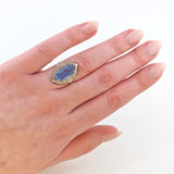 Art-Déco-Silberring mit großem blauem Stein