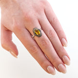 Art-Déco Silberring mit gelbem Citrin in Ovalschliff