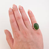 Statement-Silberring mit Nephrit-Cabochon um 1970