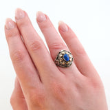 Art Déco Silber-Geheimfachring mit Tansanit um 1930