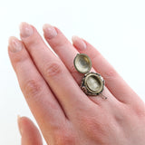 Art Déco Silber-Geheimfachring mit Tansanit um 1930