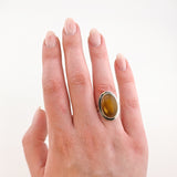 Statement Silberring mit Achat-Cabochon aus den 1970er Jahren