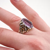 Ausdrucksstarker Silberring mit Amethyst und Widder