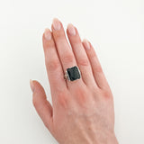 Rechteckiger Herren Ring aus Silber mit Onyx im Art-Déco-Stil