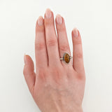 Statement-Ring aus Silber mit Bernstein, ca. 1970er Jahre