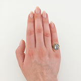 Vintage-Ring aus vergoldetem Silber mit hellblauem Spinell