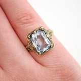 Vintage-Ring aus vergoldetem Silber mit hellblauem Spinell