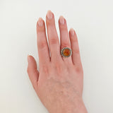 Vintage-Silberring mit rundem Bernstein