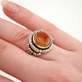 Vintage-Silberring mit rundem Bernstein