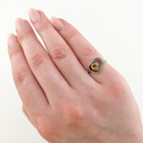 Silberring in Herzform mit Citrin und Makarsiten