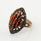 Vintage Silberring mit Navette-Granaten