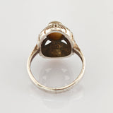 Art-Déco Silberring mit Mondstein und Markasiten aus den 1930er Jahren