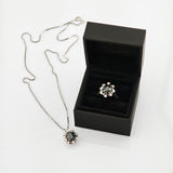 Klassisches Weißgold Set mit Diamanten mit Kette, Anhänger und Ring