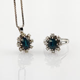 Klassisches Weißgold Set mit Diamanten mit Kette, Anhänger und Ring