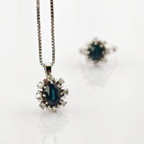 Klassisches Weißgold Set mit Diamanten mit Kette, Anhänger und Ring