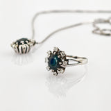 Klassisches Weißgold Set mit Diamanten mit Kette, Anhänger und Ring