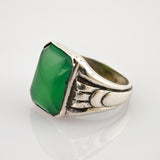 Statement-Ring aus Silber mit grünem Nephrit