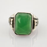 Statement-Ring aus Silber mit grünem Nephrit