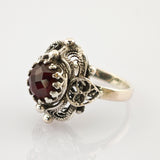 Art-Déco-Ring aus Silber mit Granat