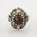 Art-Déco-Ring aus Silber mit Granat