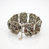 Art-Déco-Armband aus Silber mit Granaten