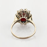 Weißgold Ring mit Korallen-Cabochon und Diamanten