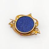 Jugendstil Brosche Gold mit Lapislazuli & Spinell